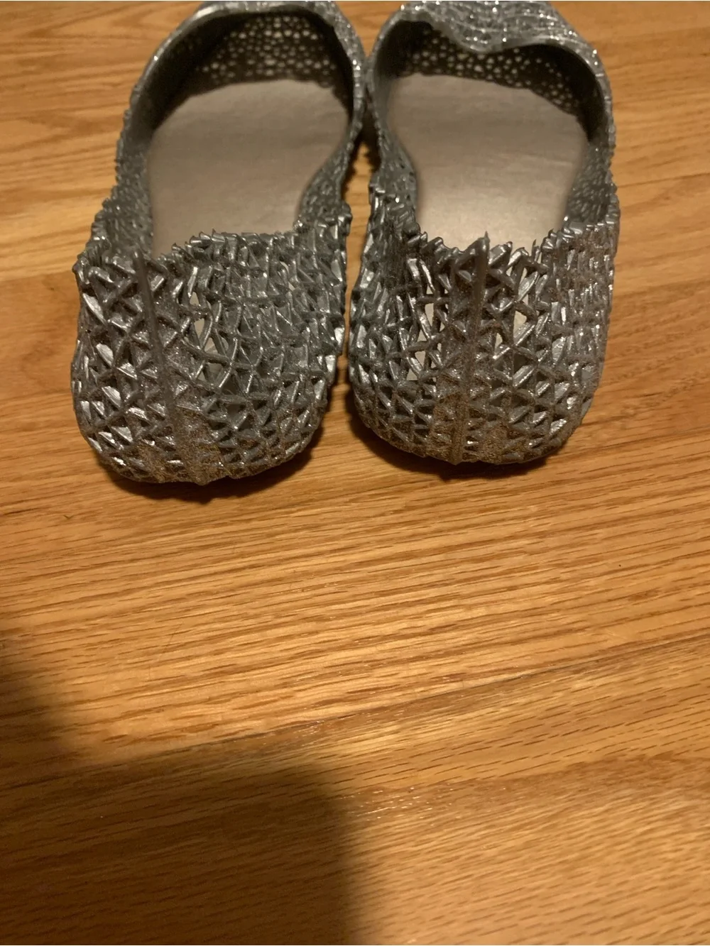 ANNA Silver Metallic Woven Pointed Flats